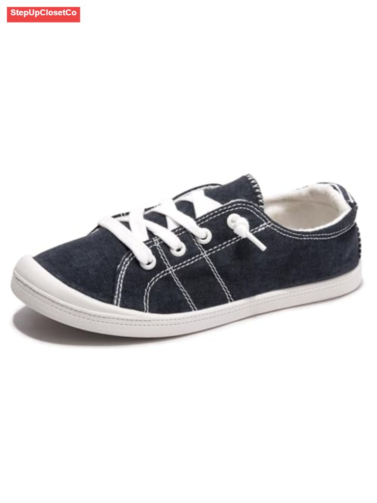 Low Top Slip-On Canvas Sneakers With Cushioned Comfort And Flexible Grip